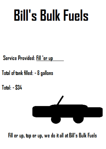 Bills Fuels Receipt